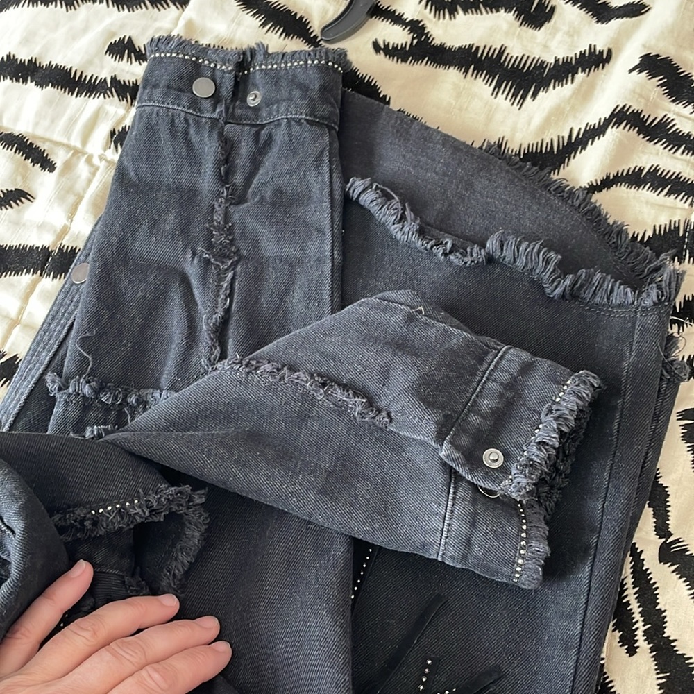Zara denim jacket with fringe, size M - Picture 9 of 9